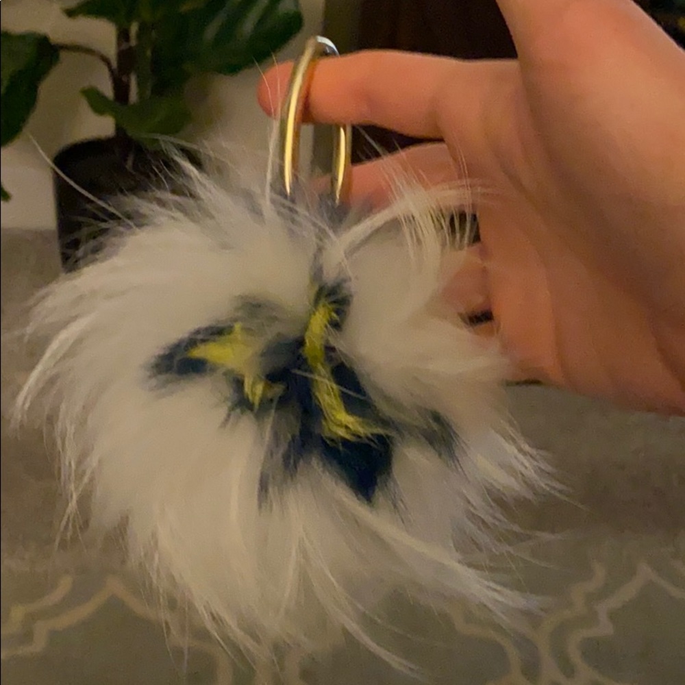 Yves Salomon fox fur pompom keychain